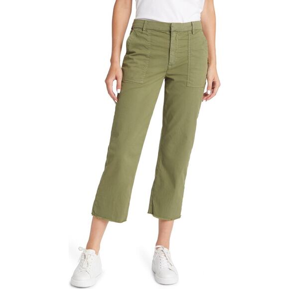 Frank & Eileen Blackstone Utility Pants Mid Rise Crop Straight Army Green Size 0 - Picture 3 of 10